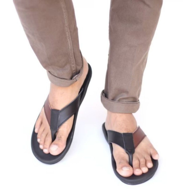 BELI 2 ONGKIR 1! SANDAL JEPIT FULL KULIT ASLI CEVANY 05 JAVIT BLACK BROWN ORIGINAL