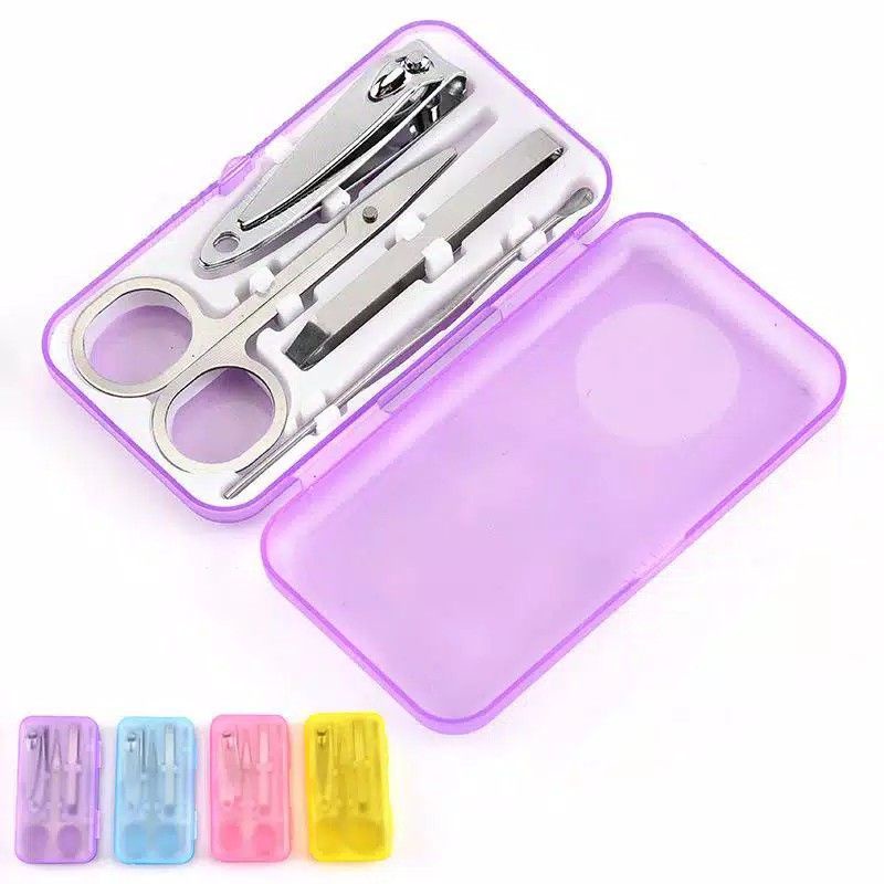 Manicure Set 4 in 1 Warna Warni Peralatan Gunting Potong Kuku