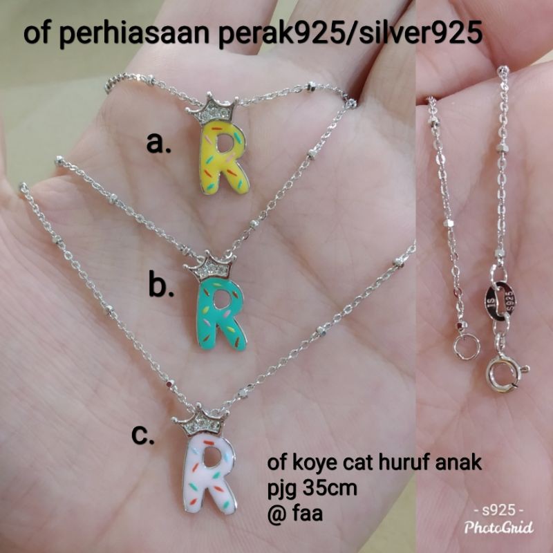 KALUNG KOYE ANAK HURUF R PERAK 925 PUTIH