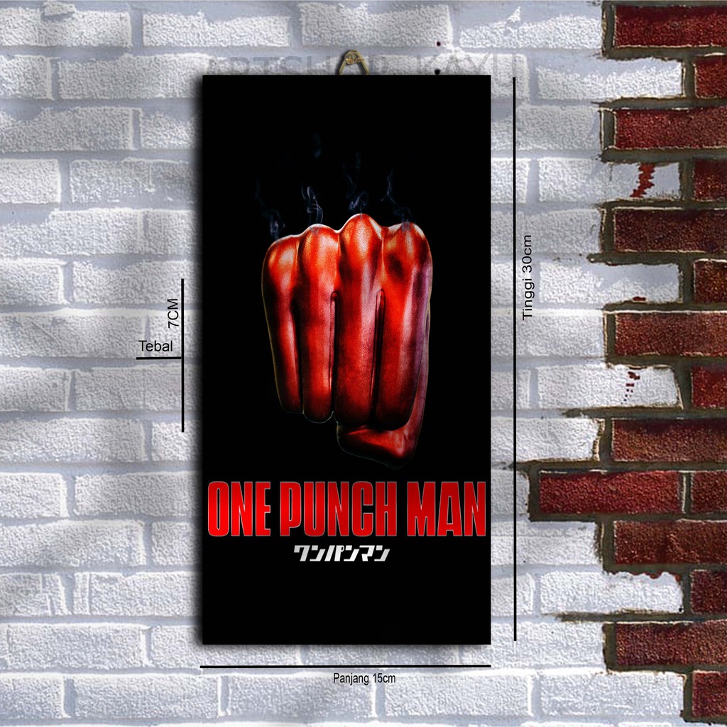 Hiasan dinding POSTER KAYU ANIME ONE PUNCH MAN Kamar HIASAN KAMAR Pajangan Rumah/ dekorasi dinding