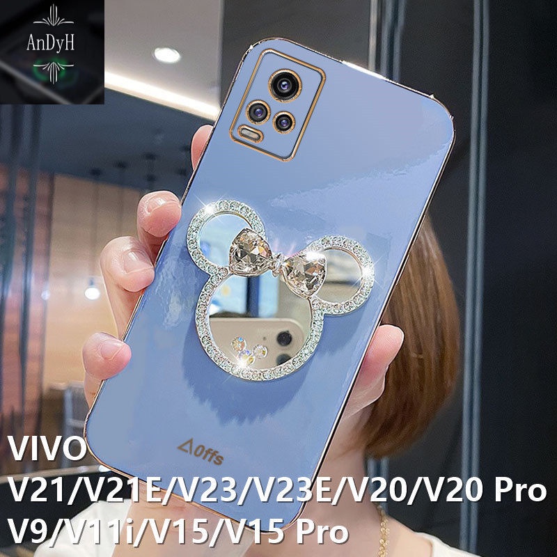 Case Desain Minnie Mouse Aksen Berlian Untuk VIVO Y17 / Y15 / Y12 / Y12i / Y11 2019 / Y19 / U10