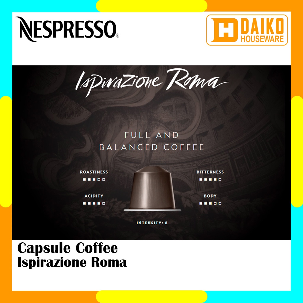 Capsule Nespresso Roma Original Nestle 1 Pack - Coffee Ispirazione Italiana Kopi Kapsul Expired Panjang