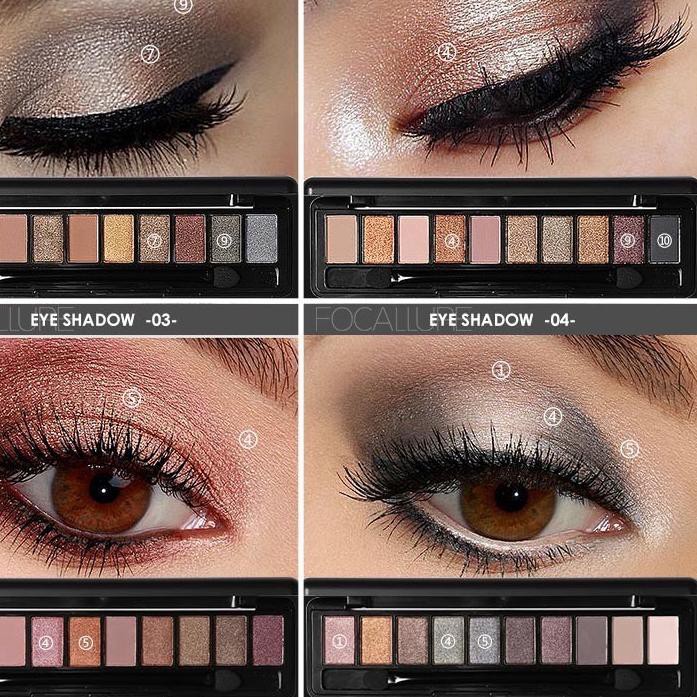 ❆ [BPOM] FOCALLURE 10 Color Eyeshadow Palette Nude Edition with Brush ➣