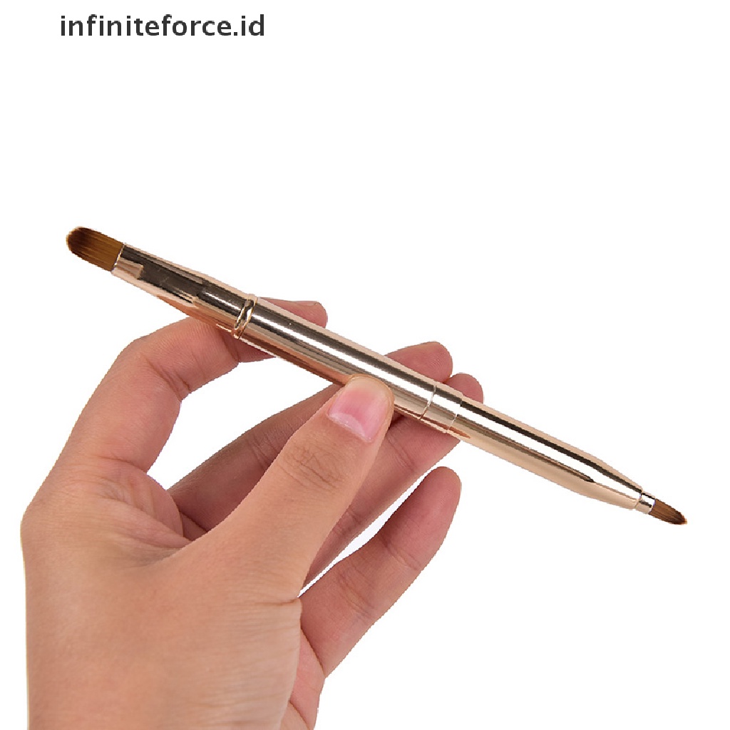 Infiniteforce.id Brush Makeup Retractable Kepala Ganda Untuk Eyeshadow / Eyeliner / Alis / Bibir