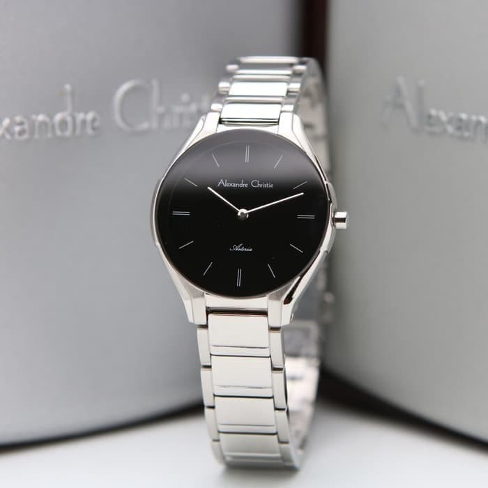 JAM TANGAN WANITA ALEXANDRE CHRISTIE AC 8610 AC8610 SILVER BLACK ORIGINAL