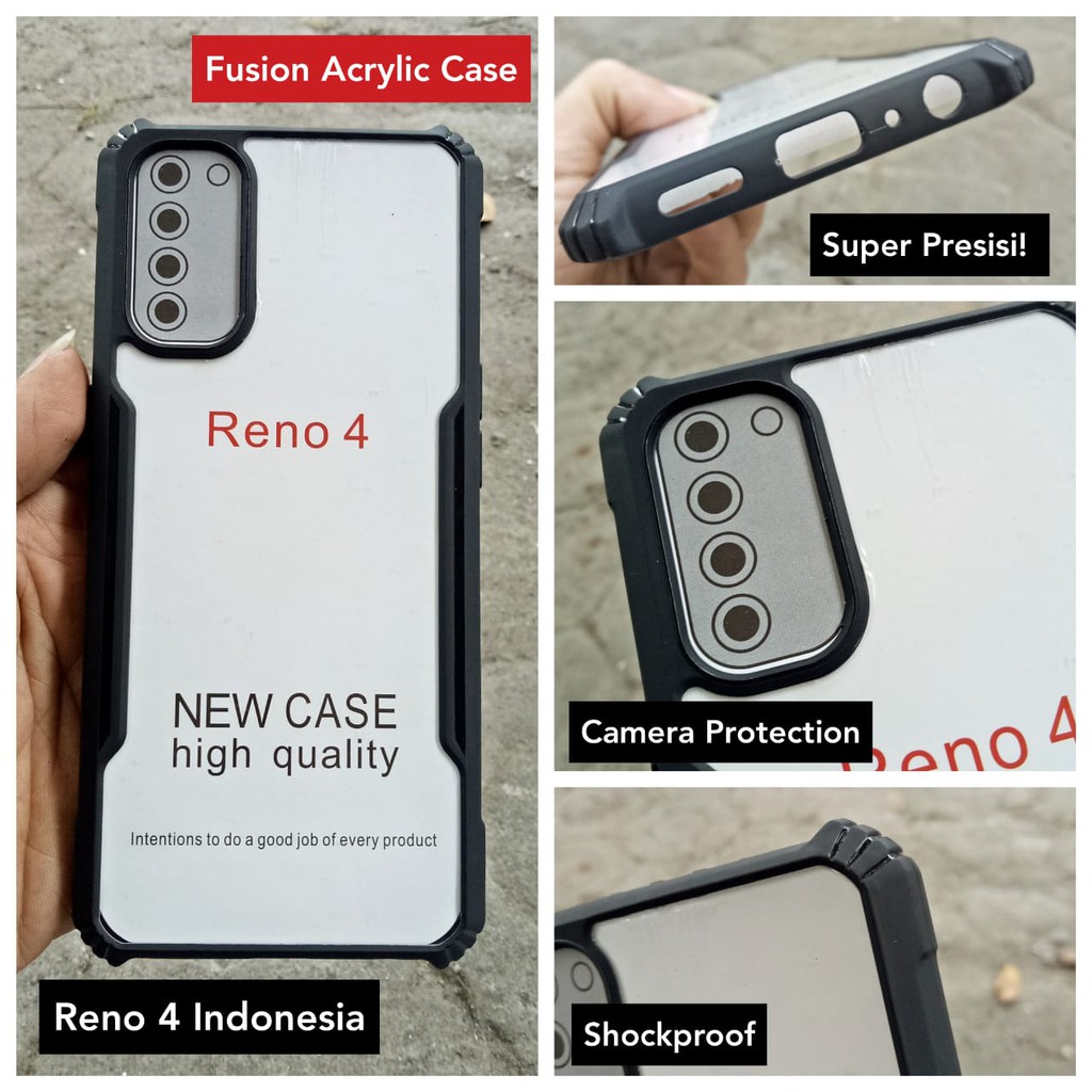 Shockproof Case Oppo Reno 4 Anti Shock Super Hits 2020 Camera Protection Acrylic Fusion