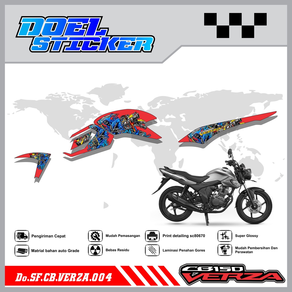 STICKER STRIPING CB VERZA 150 - STICKER STRIPING LIST VARIASI HOLOGRAM , CROME CB VERZA 150 DOEL 004