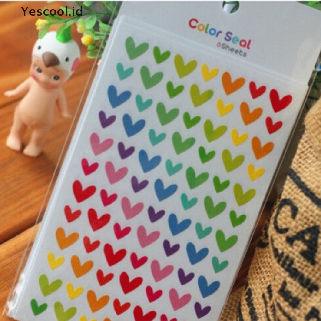 【Yescool】 6Pcs Rainbow Sticker Diary Planner Journal Scrapbook Ablums Decorative Tool  .