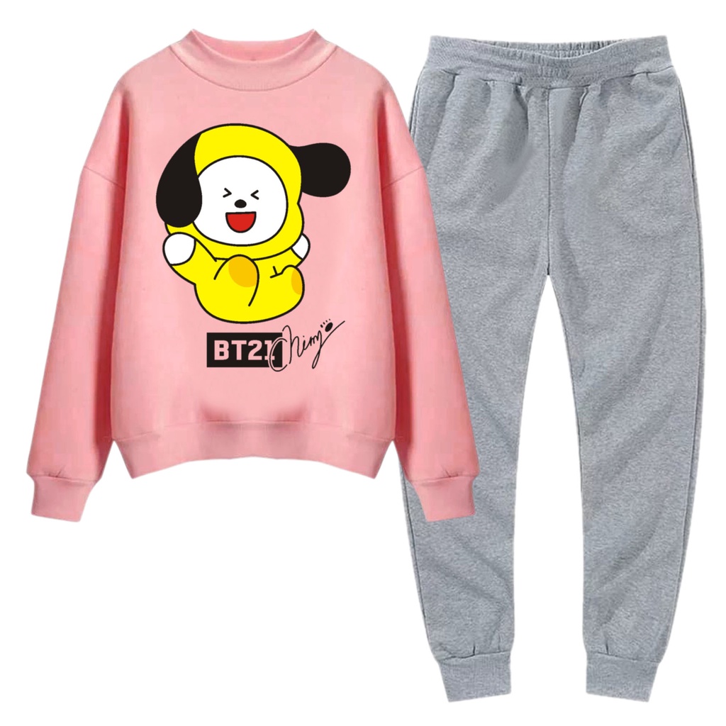 BESS - Baju Setelan Wanita Murah / Setelan Sweater + Jogger Abu - CIMY TTD