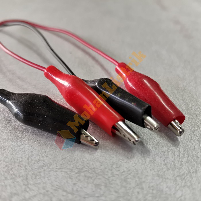 Kabel Jumper Tembaga 25 Cm AWG 22 Jepit Buaya Mini Merah Hitam