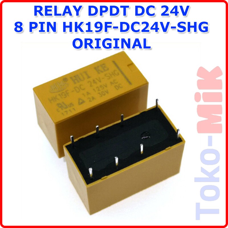 RELAY DPDT DC 24V 24VDC 8 PIN 8 KAKI HK19F-DC24V-SHG NEW ORIGINAL