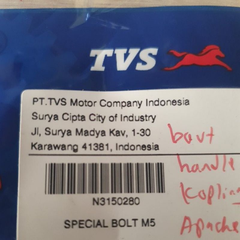 Baut Handel Kopling Kopling Apache ALL TVS. Special Bolt M5