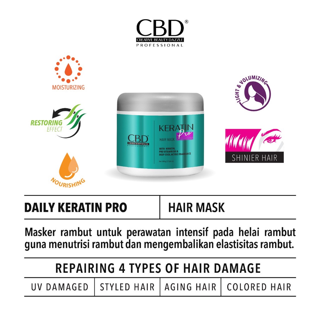 CBD Keratin Pro Color Shield Treatment - Daily Hair Mask | Vitamin Spray | Shampoo | Conditioner | Masker Rambut Shampo Kondisioner