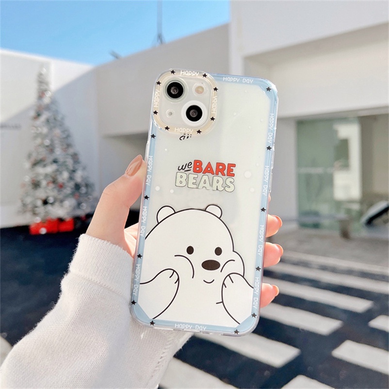 Soft Case Silikon Motif Kartun Beruang Untuk Compatible for iPhone 11 Pro Max iPhone 14 13 12 Pro Max X Xr Xs Max Se 2020 iPhone 7plus 8plus 8 7 6 6s plus Cartoon Bear Series Translucent Frame Soft Silicone Shockproof Phone Case
