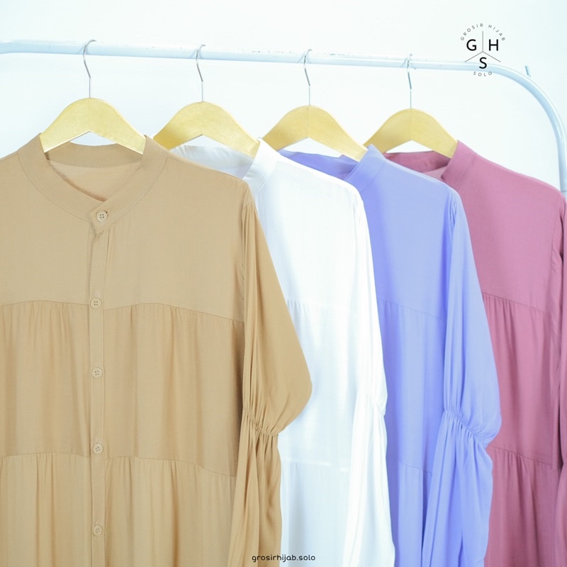 Midi dress rayon crinkle Busui motif bunga kecil||Rachel Midi Dress / Long Tunik Wanita Terbaru / Gamis Polos Murah / OOTD Muslim / Kekinian|||MIDI DRESS KATUN RAYON SABRINA