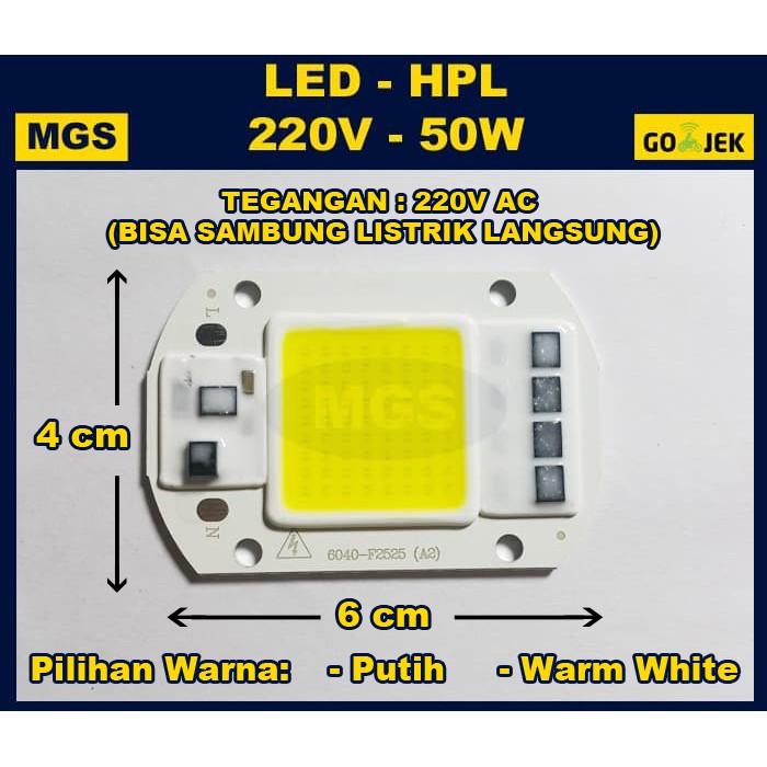 10Pcs LED HPL 220V 50W + Pendingin