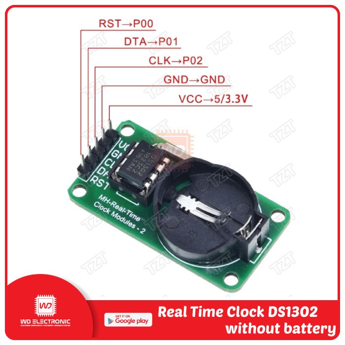 DS1302 RTC DS13202 REAL TIME CLOCK DS1302 MODULE DS1302 TANPA BATERAI