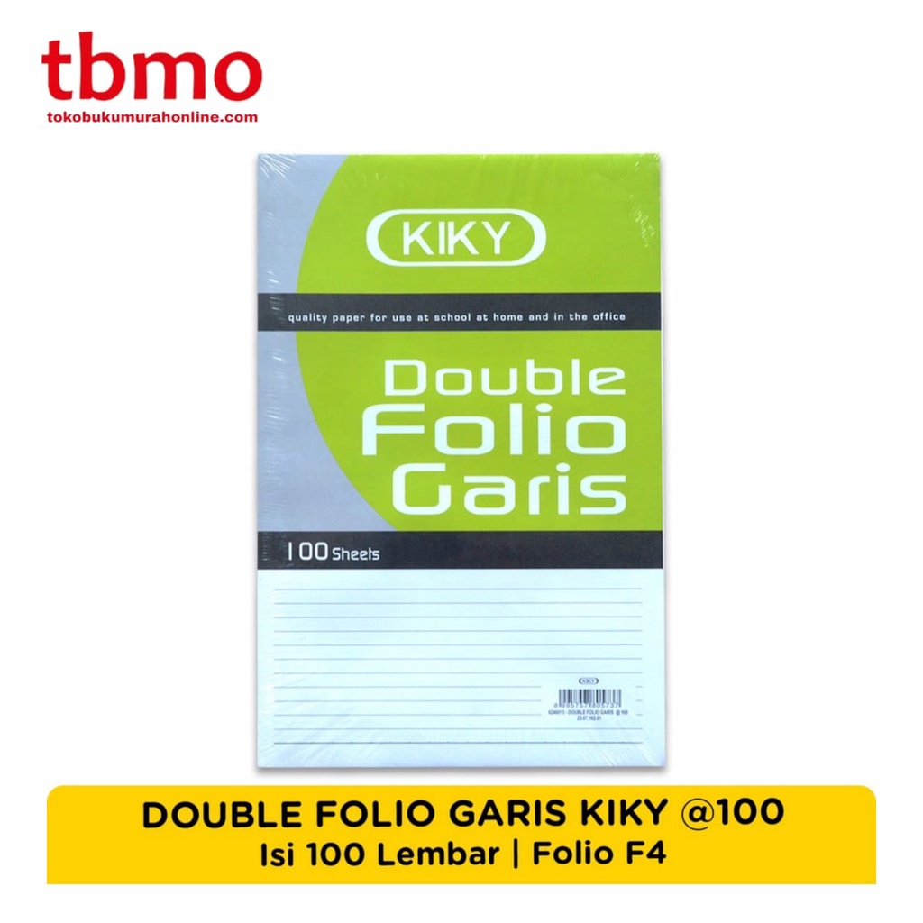 

DOUBLE FOLIO KIKY100 LEMBAR/KERTAS FOLIO BERGARIS ISI 100 LEMBAR