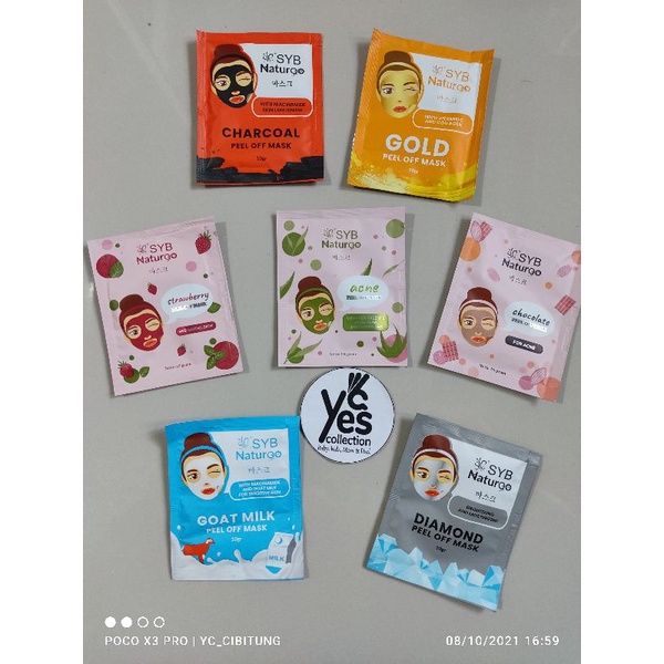 Naturgo SYB 60 ml Peel Off Mask Tube Sachet Acne Dry Skin Normal Sensitive Berminyak Light Masker