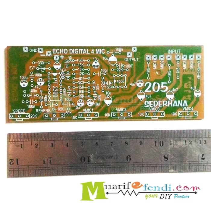 TERBARU PCB ECHO ECO EFFECT EFEK DIGITAL PT2399 4558 REVERB 4 MIC MIXER TERLARIS