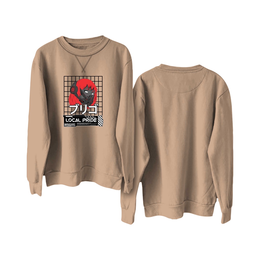 BRIGO Basic Sweatshirt  CYBERPUNK II Sweater Crewneck BRIGO CYBERPUNK Sablon DTF Fleece Cotton M-XXL (Pria &amp; Wanita) Free stiker&amp;Gantungan Kunci