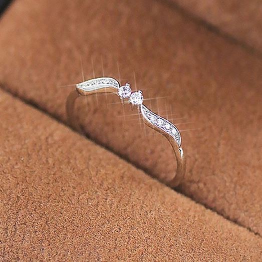 Cincin Casual Berlian Sterling Cincin Titanium Couple Warna Silver dan Rosegold untuk wanita-Casual