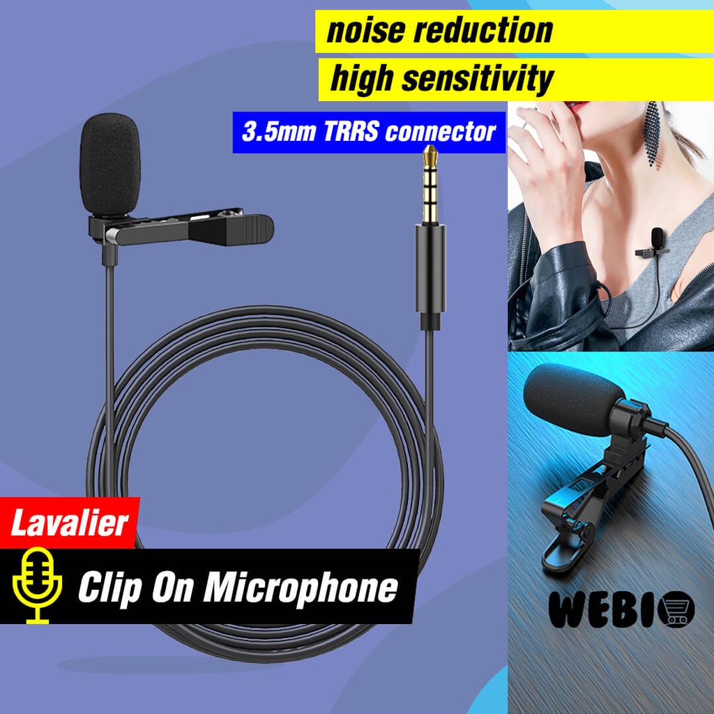 Mic Clip On L21 Microphone 3.5 mm Microfon Jepit Mikrofon HP Lavalier Mikropon Rekaman Recording Mini Klip On Kabel Untuk Vlog Youtuber