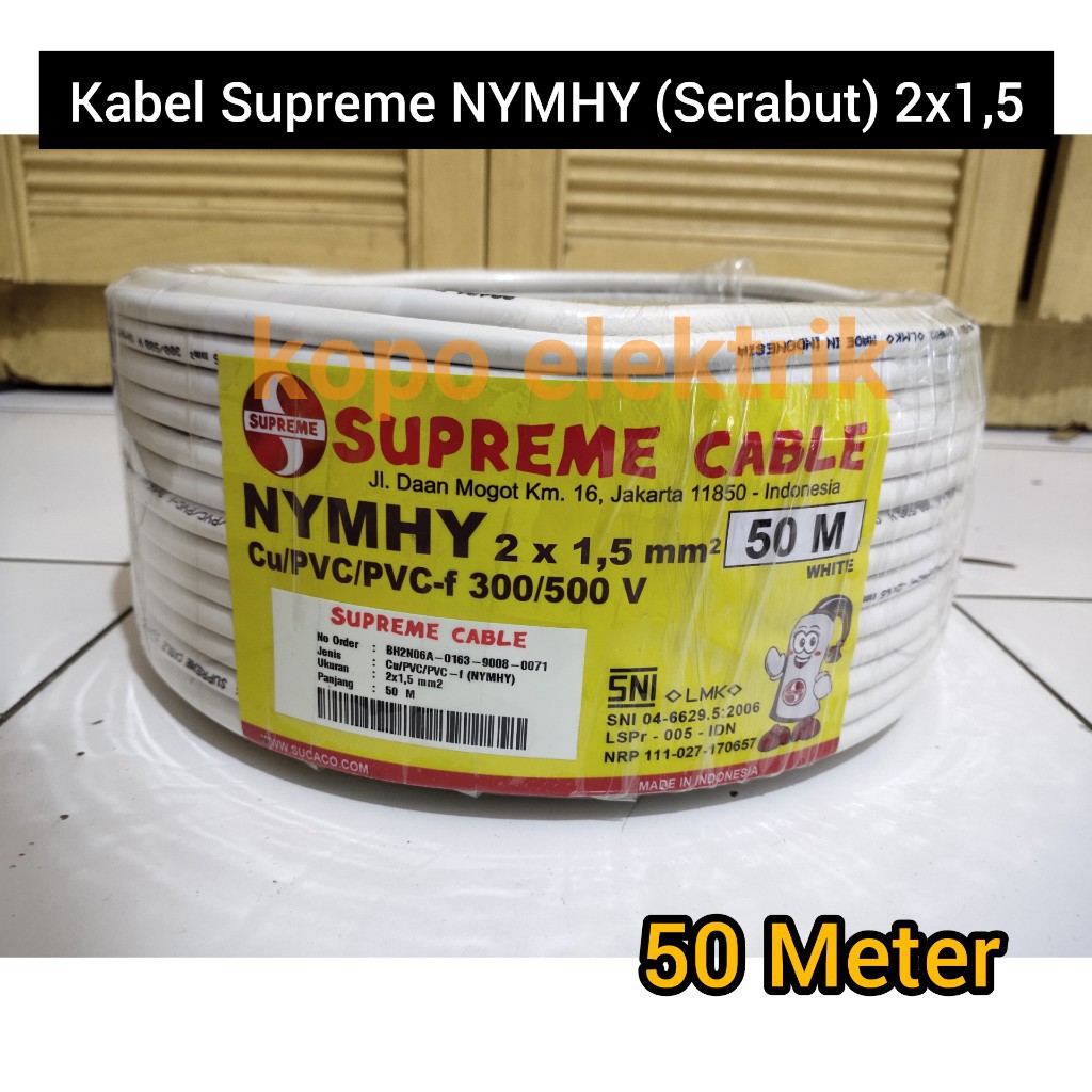 Kabel Supreme NYMHY 2x1.5 Kabel Serabut NYM HY 2x1,5