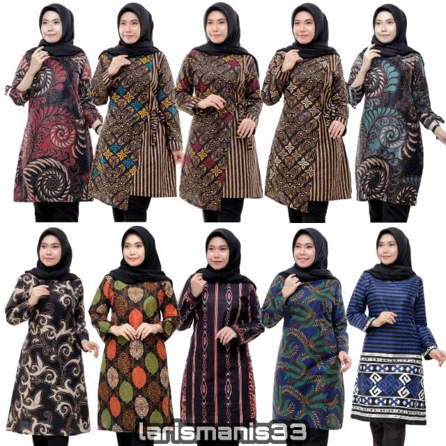 #bayar Di Tempat Terlaris Serut Genes Jelita Tunic Navbor Yelbor Whitbor Creambor Tunik Batik Modern