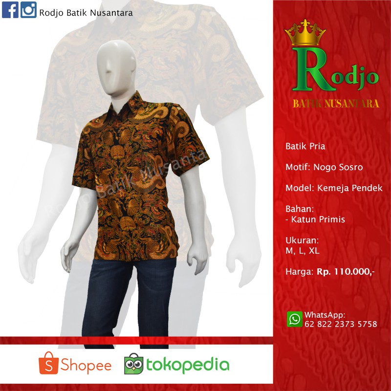 Batik Pria Motif Nogo Sosro Model Kemeja Pendek