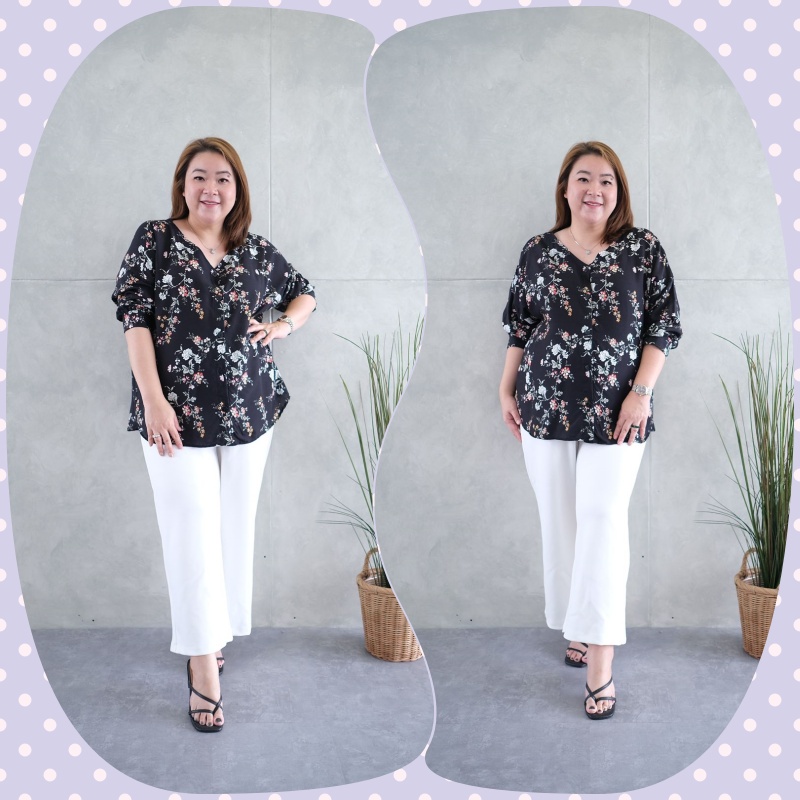 1759 HARU ATASAN JUMBO 3XL - 4XL BIGSIZE XXXL - XXXXL BLOUSE WANITA LD 132 - 140 BLUS BIG SIZE MURAH-3