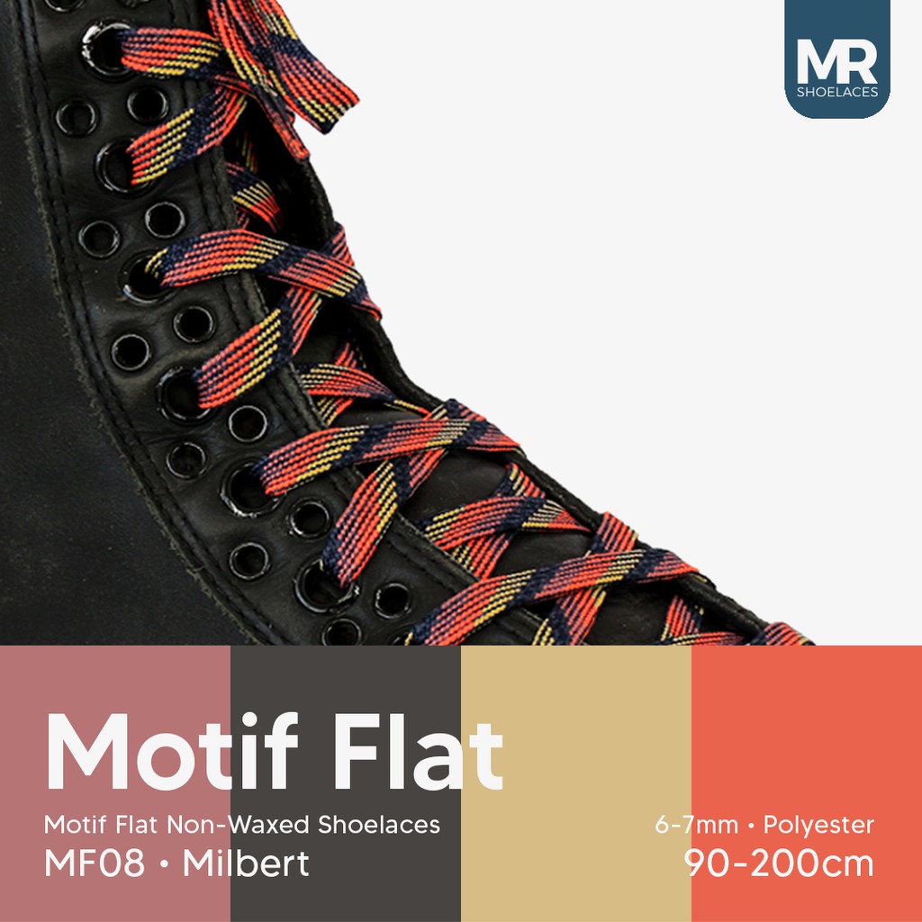 MR Shoelaces MF08 Milbert Tali Sepatu Motif Flat Gepeng 100-200cm - Premium Shoelace Lebar 6-7mm