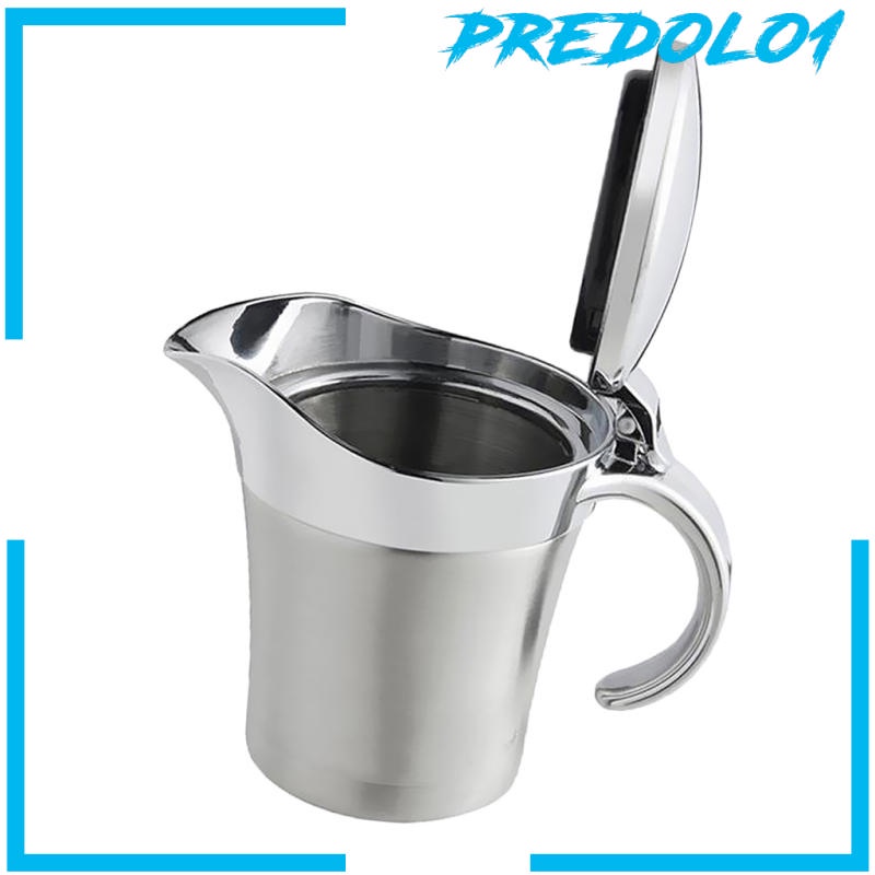 (Predolo1) Teko Stainless Steel Dinding Ganda Untuk Saus / Susu / Steak