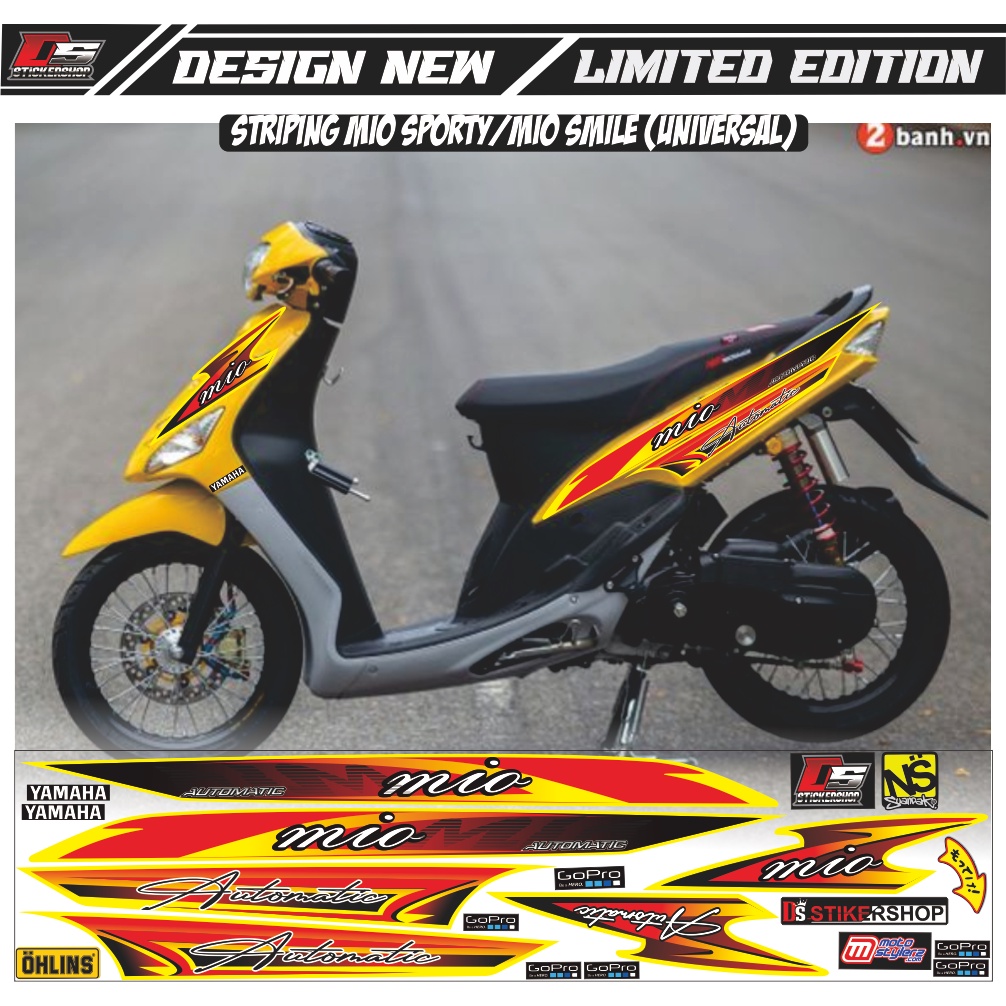 STRIPING VARIASI MIO SMILE/MIO SPORTY RACING/STRIPING MIO VARIASI WARNA KUNING LIS MERAH