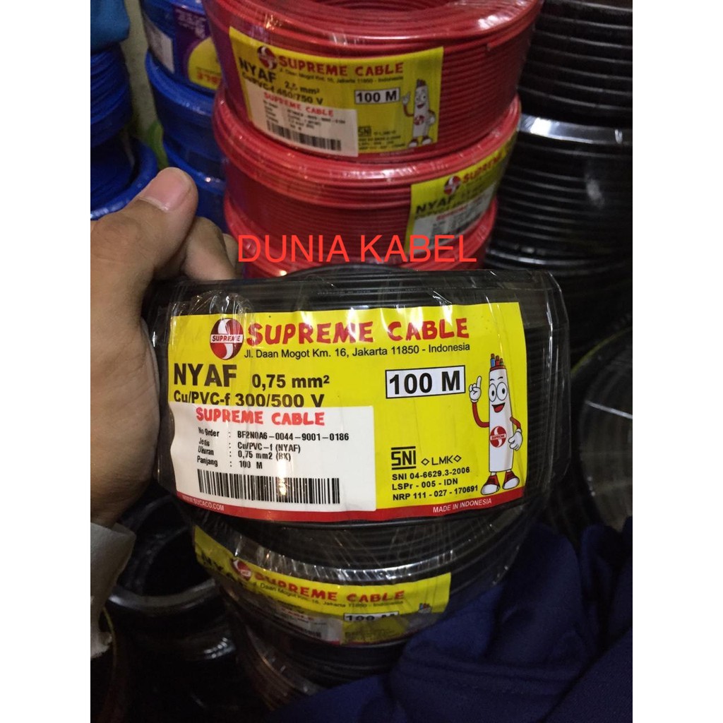Kabel NYAF/ AF / Serabut 0.75mm 1x0.75 0,75mm Supreme @100 meter