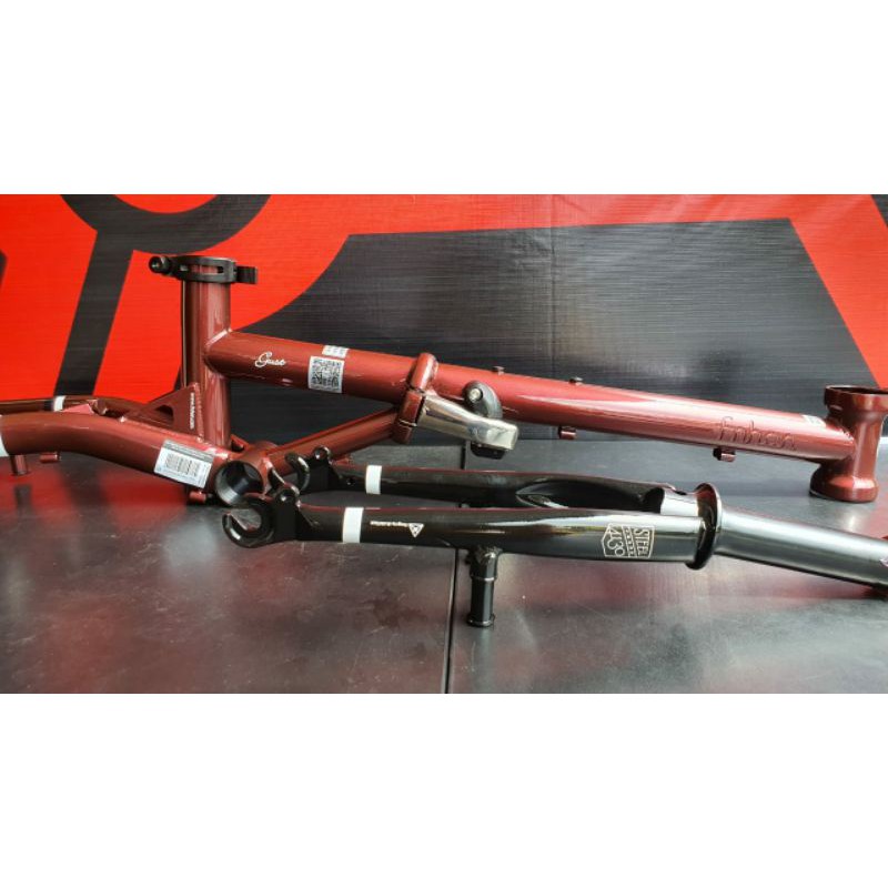 Frame fork handlepost FNHON Gust agate red Ungu purple merah marun sepeda lipat V brake