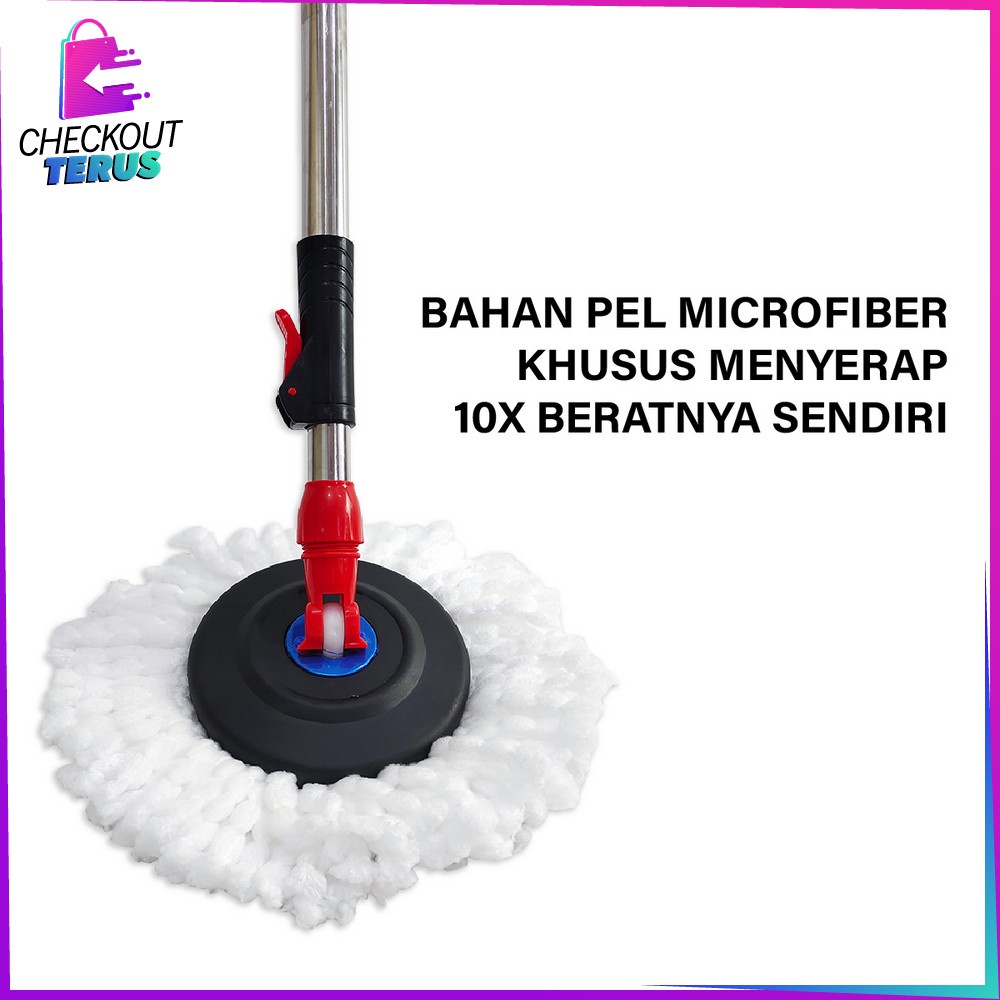 CT C526 Alat Pel Lantai Dengan Ember Serbaguna Kain Pel Spin Mop Alat Pembersih Lantai Praktis Kain Pel Spin Mop