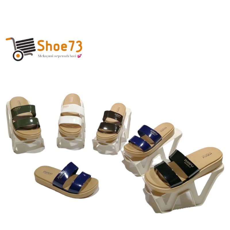 LUOFU E 7199 A1-SM5W SIZE 36-40 ORIGINAL l Sandal Selop ban 2 jelly wanita l Sendal kokop cewek impor