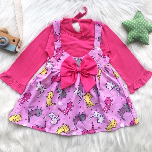 Dress lengan panjang dress anak perempuan jeans overall PONNIE dress balita baby