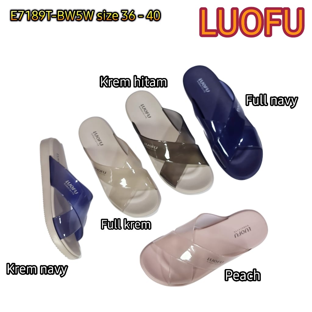 LUOFU ORIGINAL jelly sandal karet empuk murah wanita sendal cewek selop import E7189T-BW5W