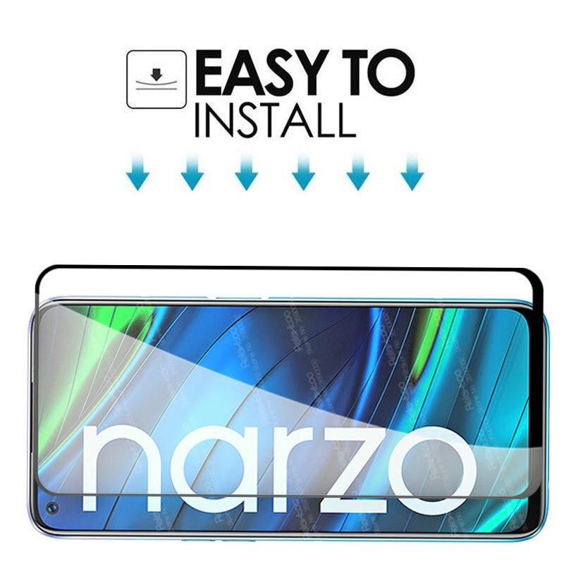 PROMO Tempered Glass REALME NARZO 20, 20 Pro, 20A TG Layar FULL COVER Black Premium/Anti Gores Kaca