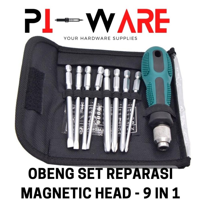 Obeng Set Reparasi Magnetic Head 9 in 1 Model 2026 Plus Penyimpanan