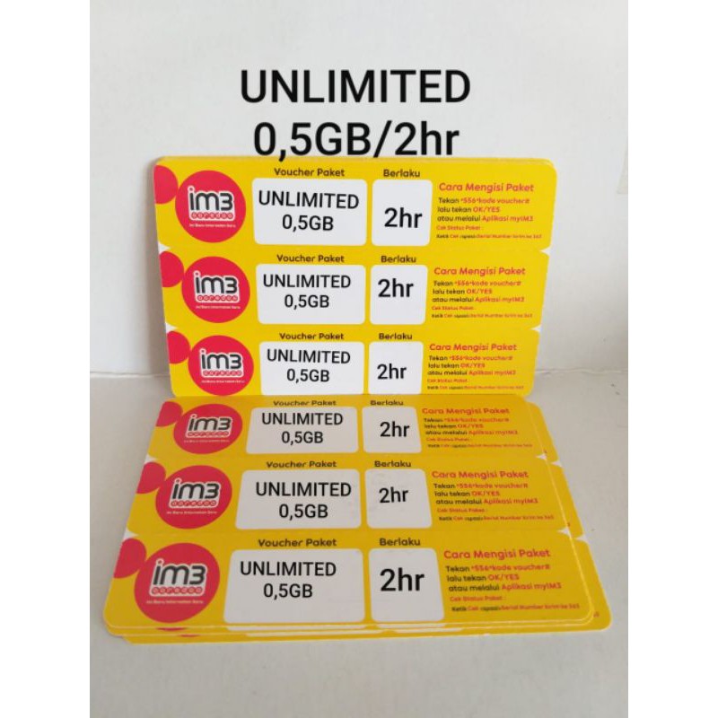 VOUCHER DATA INDOSAT UNLIMITED 0,5GB/2hari