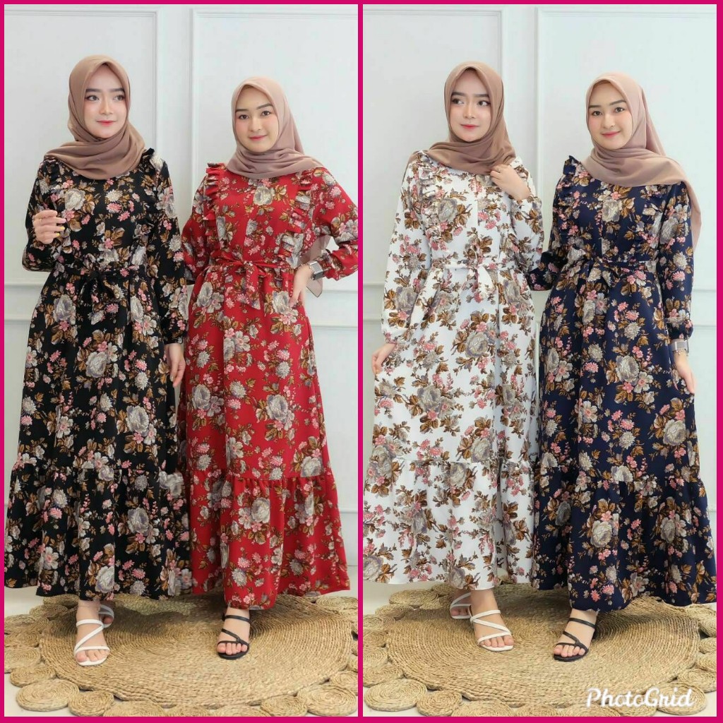 GAMIS WOLLPEACH IMPORT | GAMIS CANTIK | AKSEN REMPEL DI DADA DAN BAWAH GAMIS |