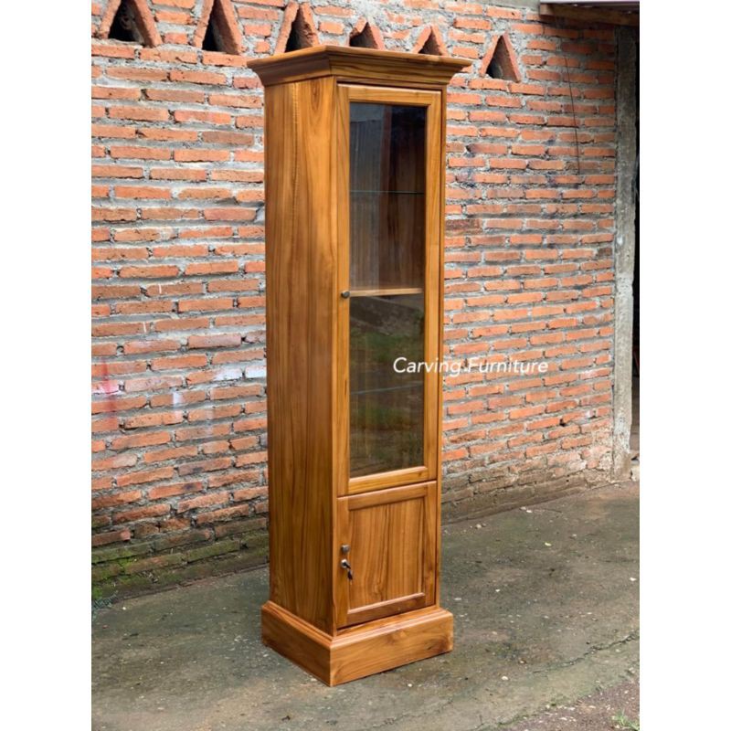 lemari hias kaca minimalis jati lemari pajangan rak buku