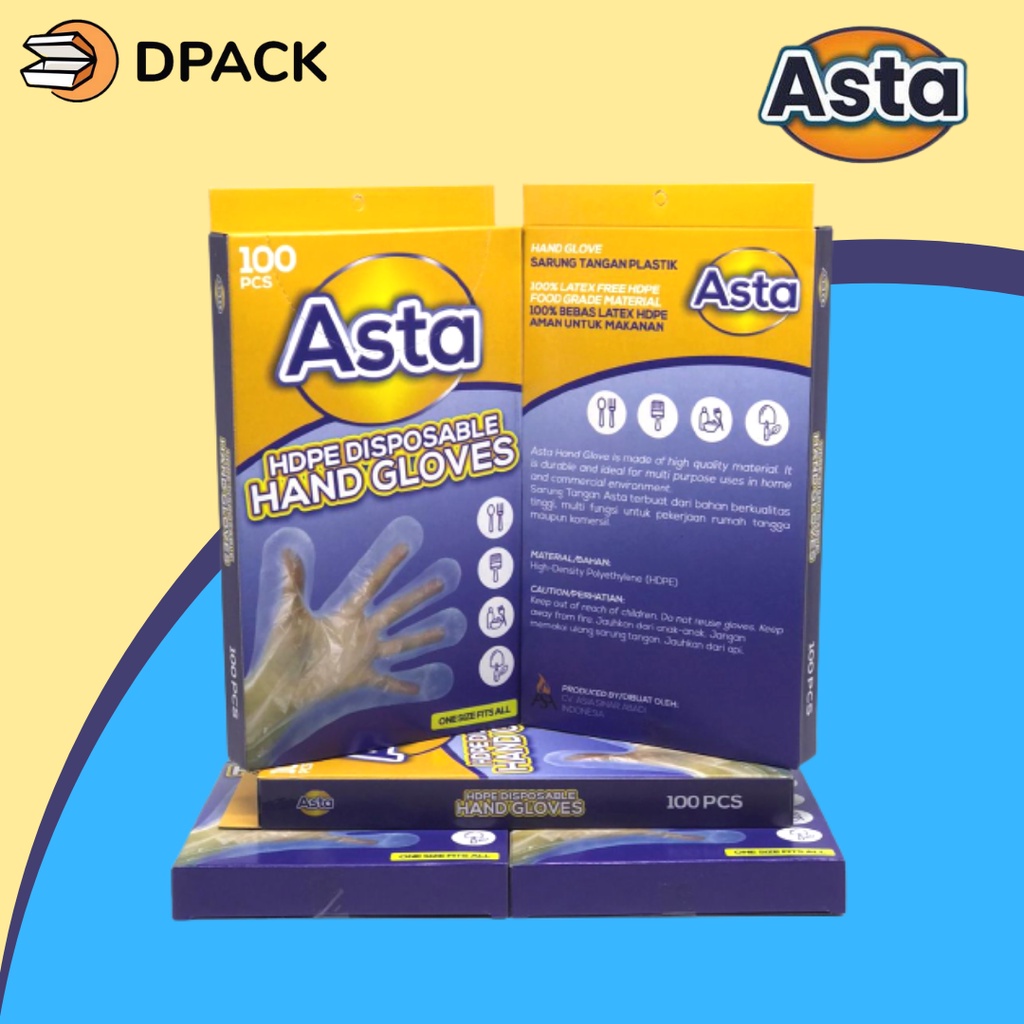 Sarung Tangan Plastik Higienis|Disposable Hand Gloves ASTA isi 100 pcs