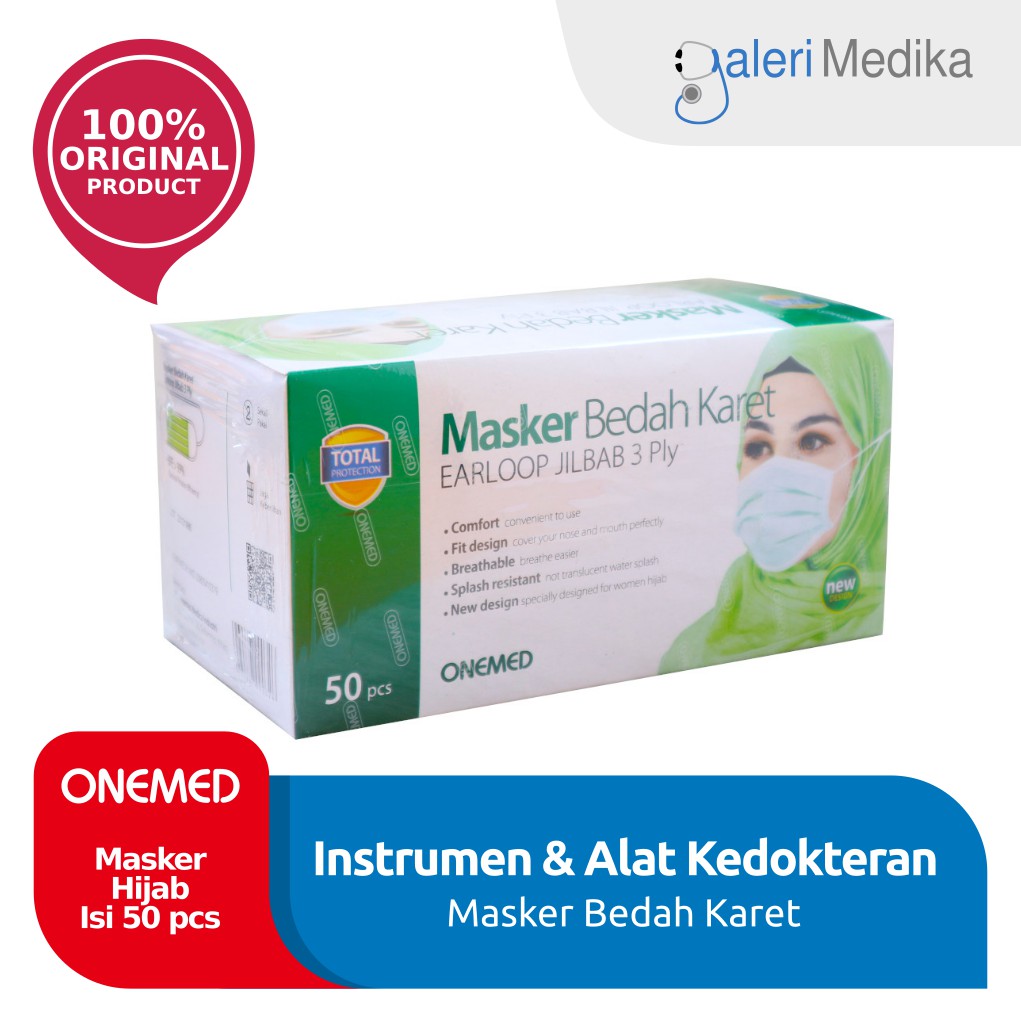 OneMed Masker Hijab Masker Jilbab Masker Bedah Karet OneMed Masker Hijab Masker Jilbab Masker Bedah Karet