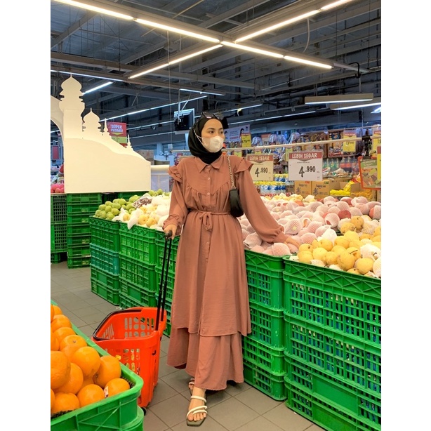 SETROK CRINKLE ADIBA JUMBO XXL STELAN  MUSLIMAH POLOS BUSUI IKAT TALI KANCING LEBARAN ONESET MURAH