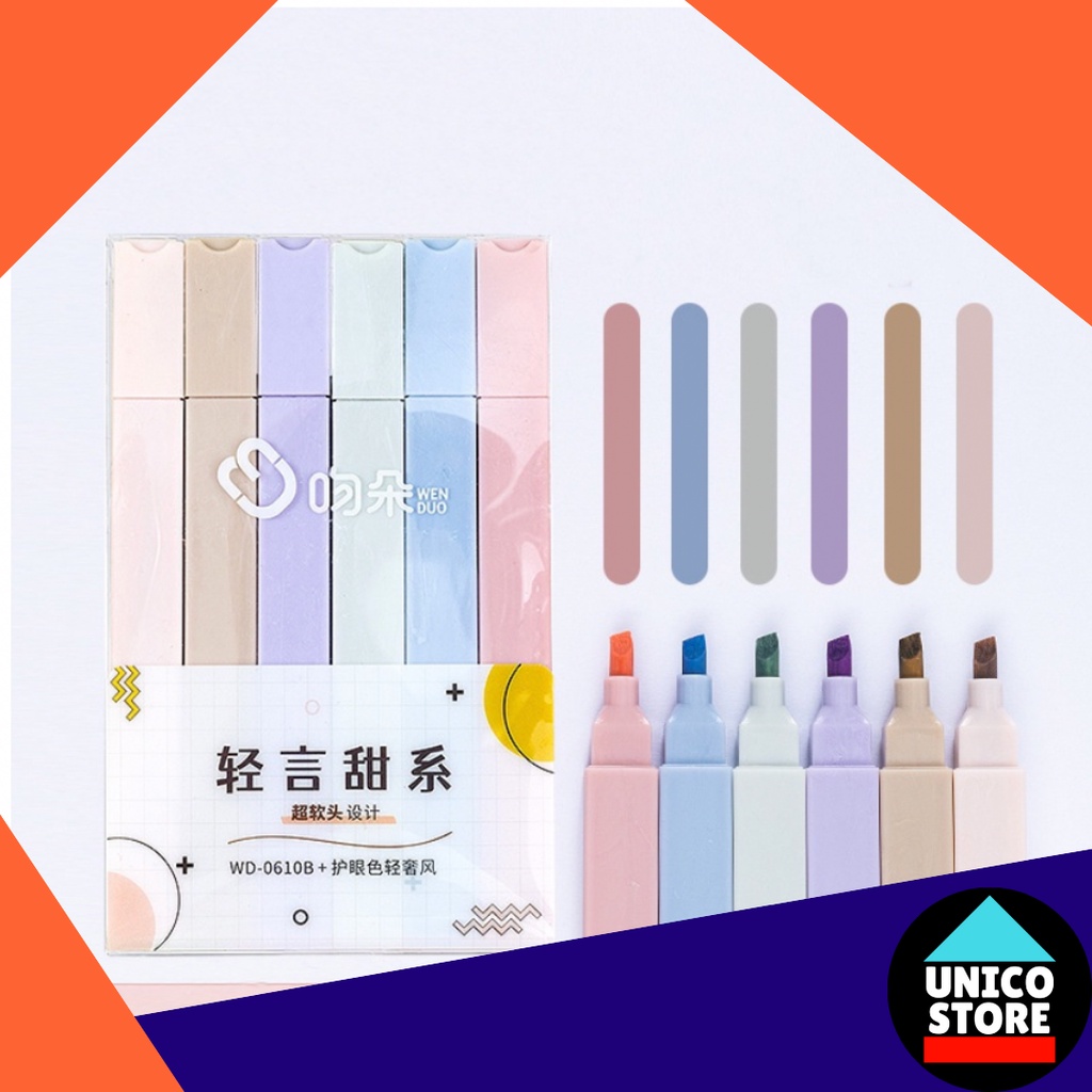 

COD MULTICOLOR pena stabilo siswa 6PCS/SET Stabilo / highlighter pastel 6 colors warna