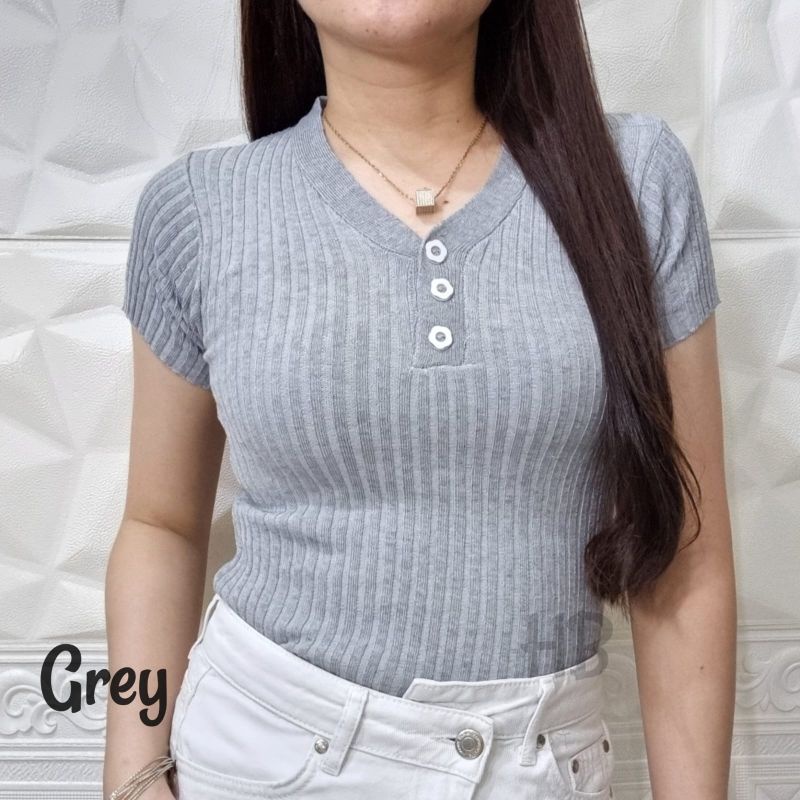 Hawaiian Banana - Vneck Rajut Kancing Bangkok /  Rajut Bangkok Import / Bahan Bagus Tebal